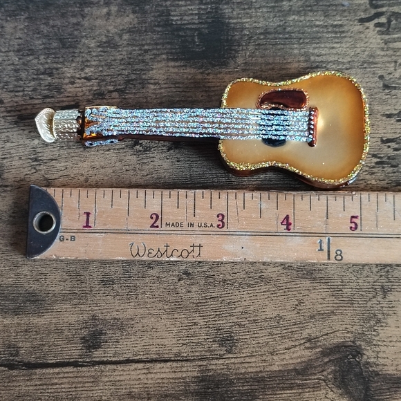 Old World Christmas Gold Guitar Ornament Glitter Music Instrument Ornament 38010 - Picture 12 of 17